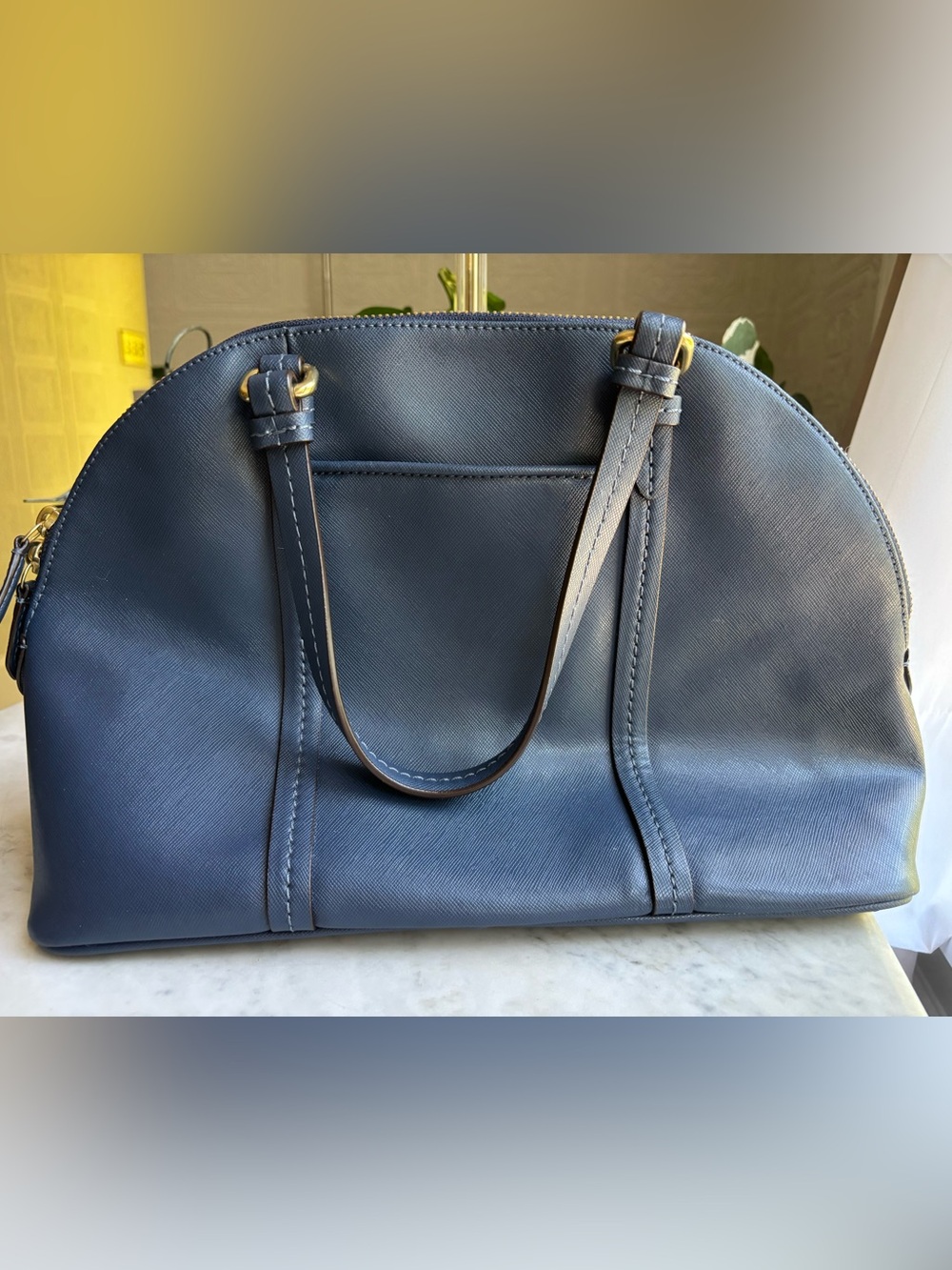 Coach Leather Dome Satchel Handbag in Navy - Picture 3 of 10